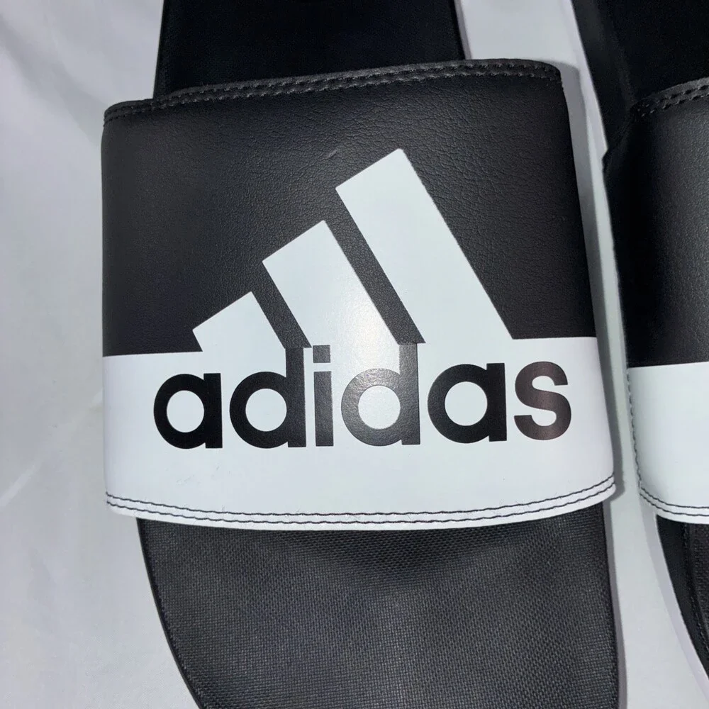Adidas Adilette Comfort Slides Black‎ And White Men’s Size 18 NWT